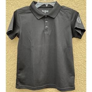 Polo Black Golf Shirt Youth Medium Logo Sleeve NWOT